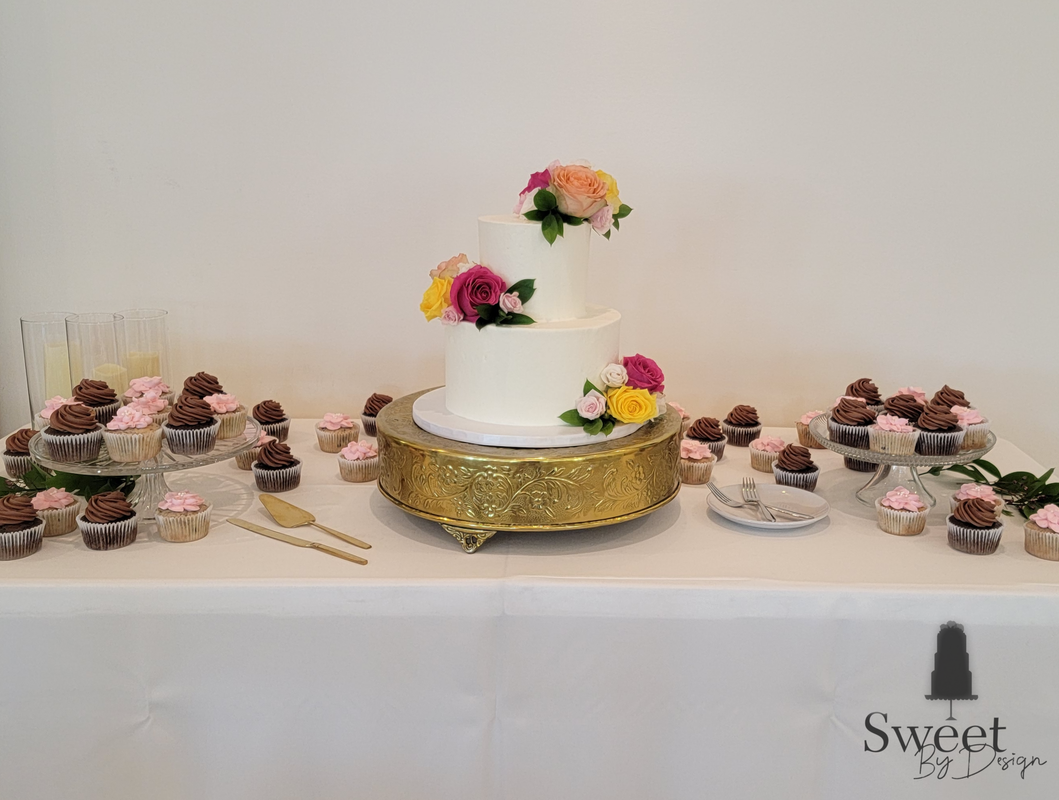 Wedding Cake and Cupcakes by Sweet By Design in Melissa Texas