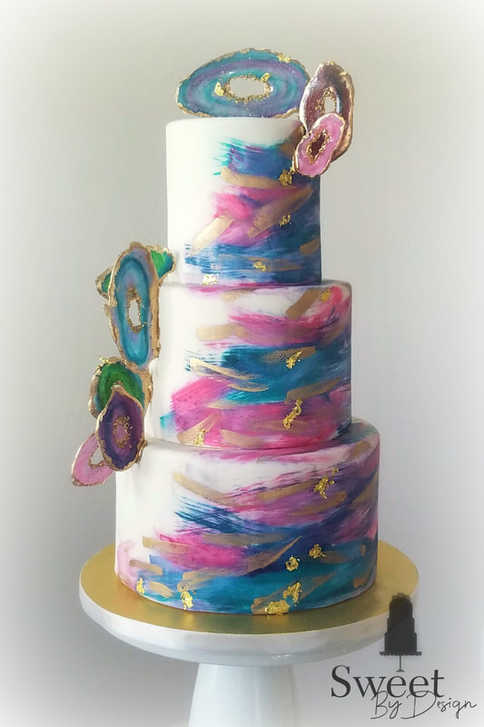 Modern geode agate wedding cake by Sweet By Design