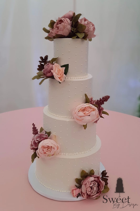 Buttercream dot wedding cake by Sweet By Design