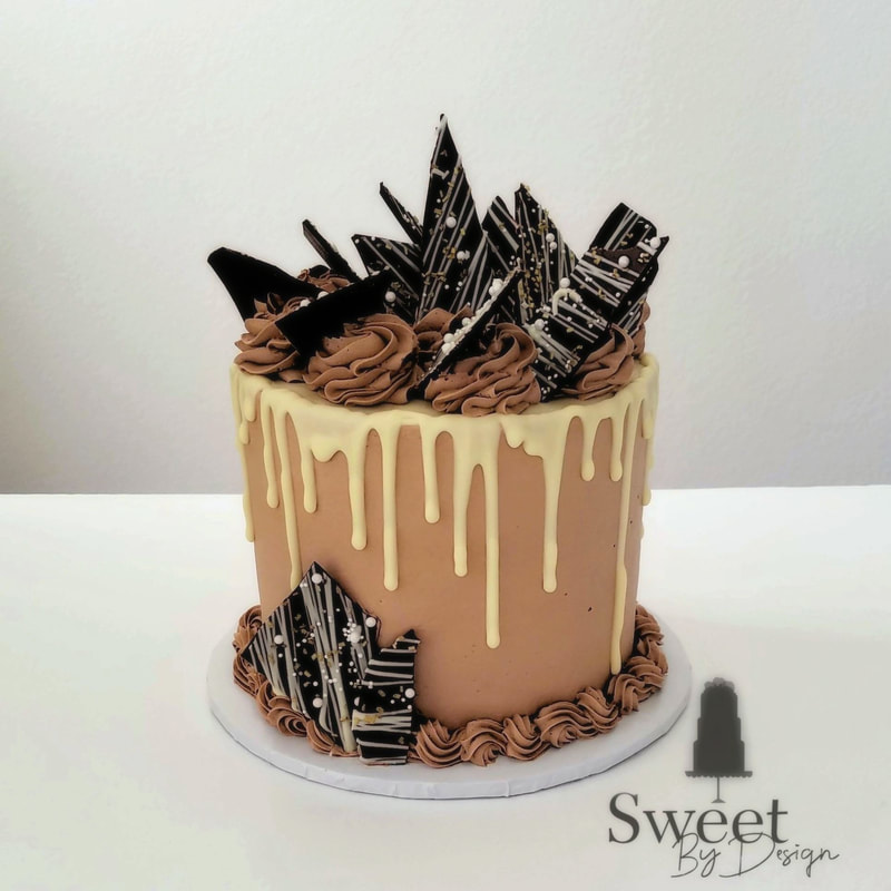 White chocolate drip groom's cake by Sweet By Design
