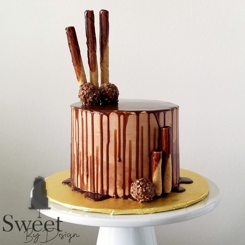 Chocolate drip dessert cake by Sweet By Design