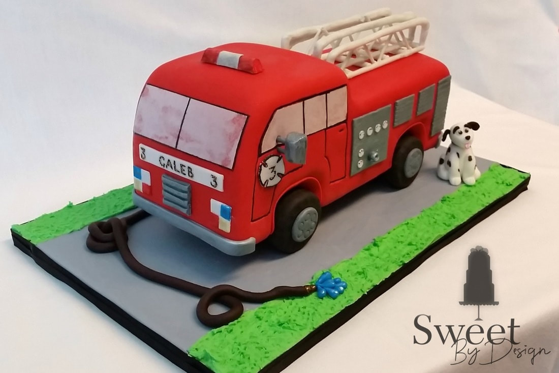 Firetruck birthday cake by Sweet By Design