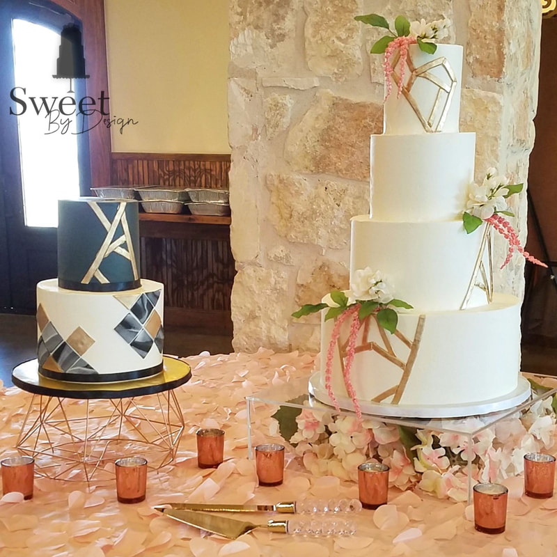 Geometric wedding and groom's cake by Sweet By Design