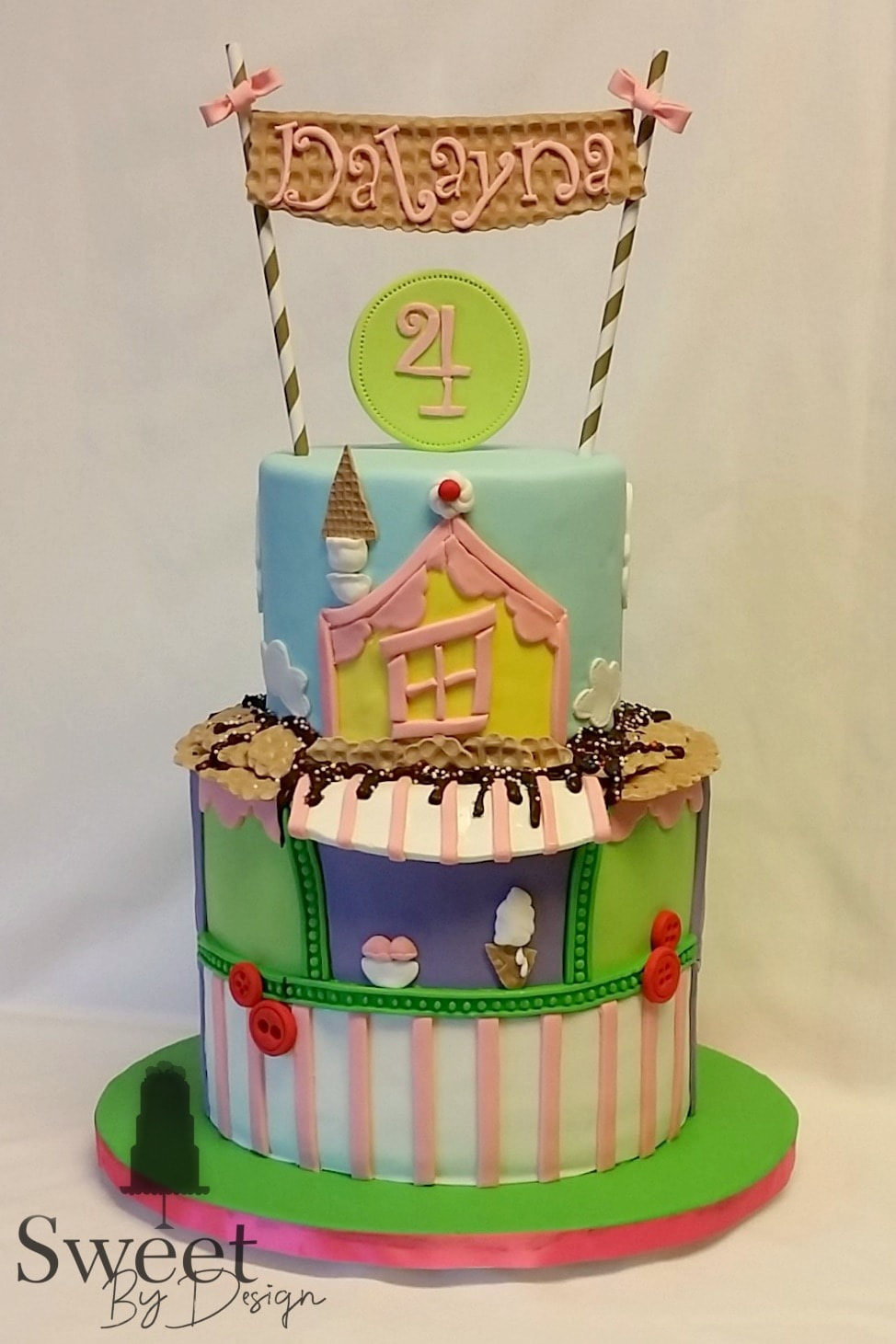 Ice cream shop birthday cake by Sweet By Design