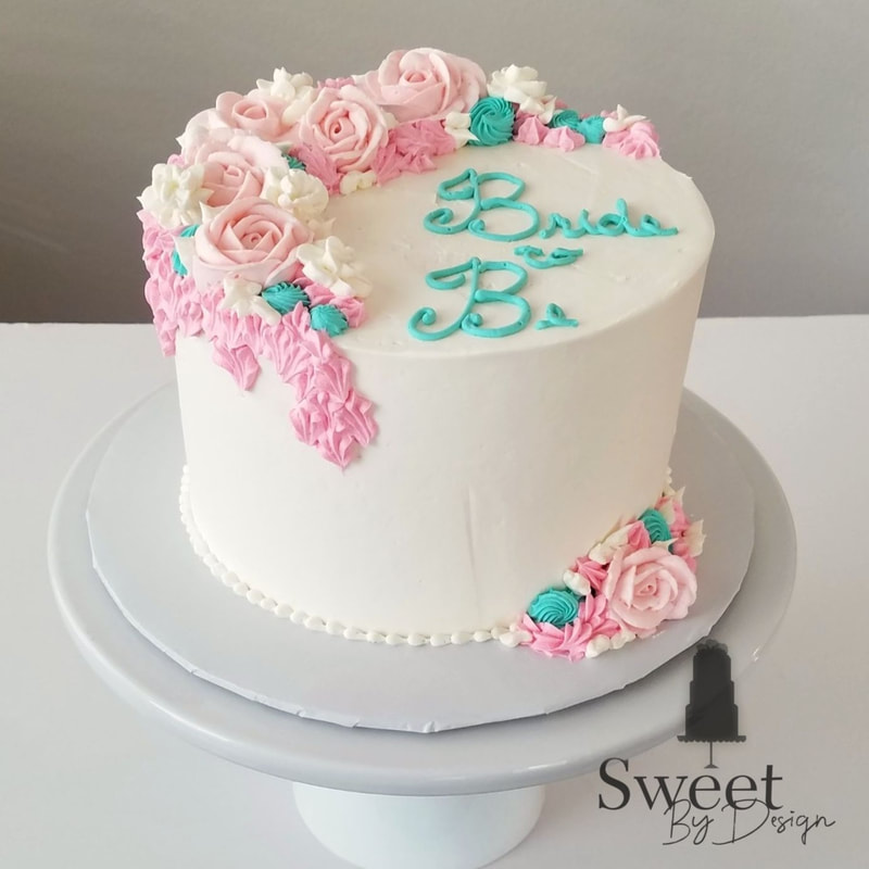 Buttercream flower bridal shower cake by Sweet By Design