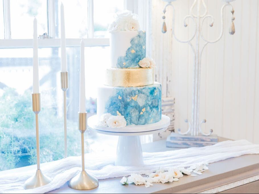 Blue marble wedding cake by Sweet By Design in Melissa, Texas
