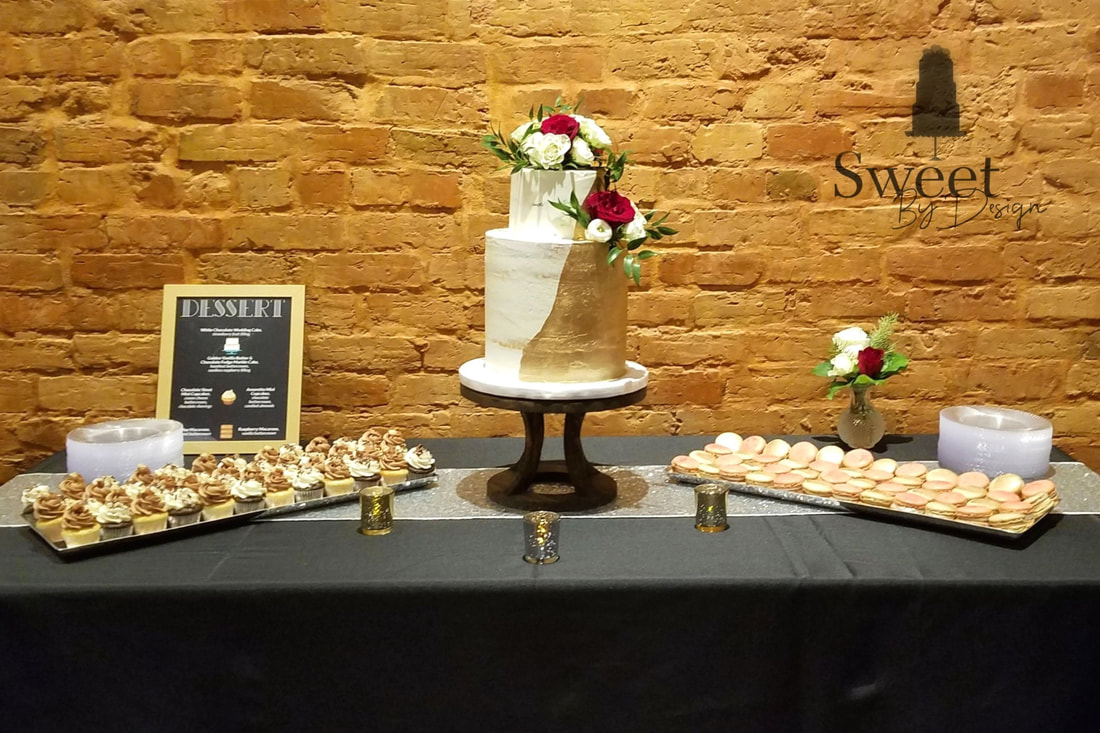 Wedding cake dessert table by Sweet By Design